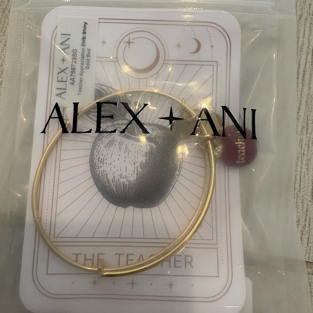 Alex and Ani Shiny Gold Bangle with Red Accents